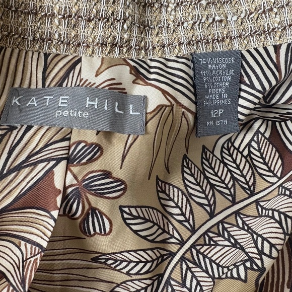 Kate Hill Women's Size 12P Brown Gold Mine Petite ClassyTweed Jacket - Picture 2 of 10